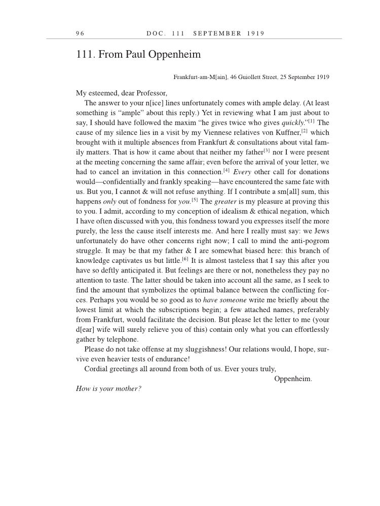 Volume 9: The Berlin Years: Correspondence, January 1919-April 1920 (English translation supplement) page 96