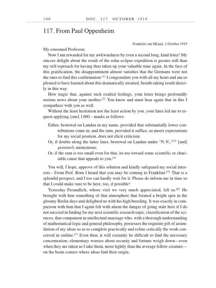 Volume 9: The Berlin Years: Correspondence, January 1919-April 1920 (English translation supplement) page 100