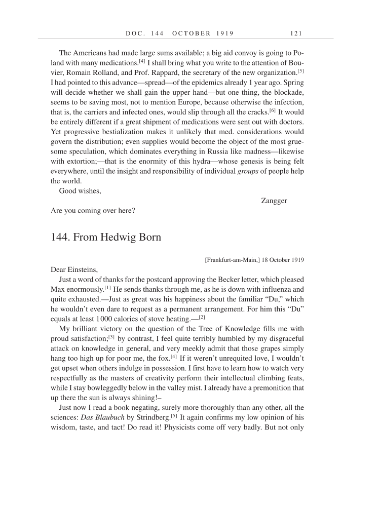 Volume 9: The Berlin Years: Correspondence, January 1919-April 1920 (English translation supplement) page 121