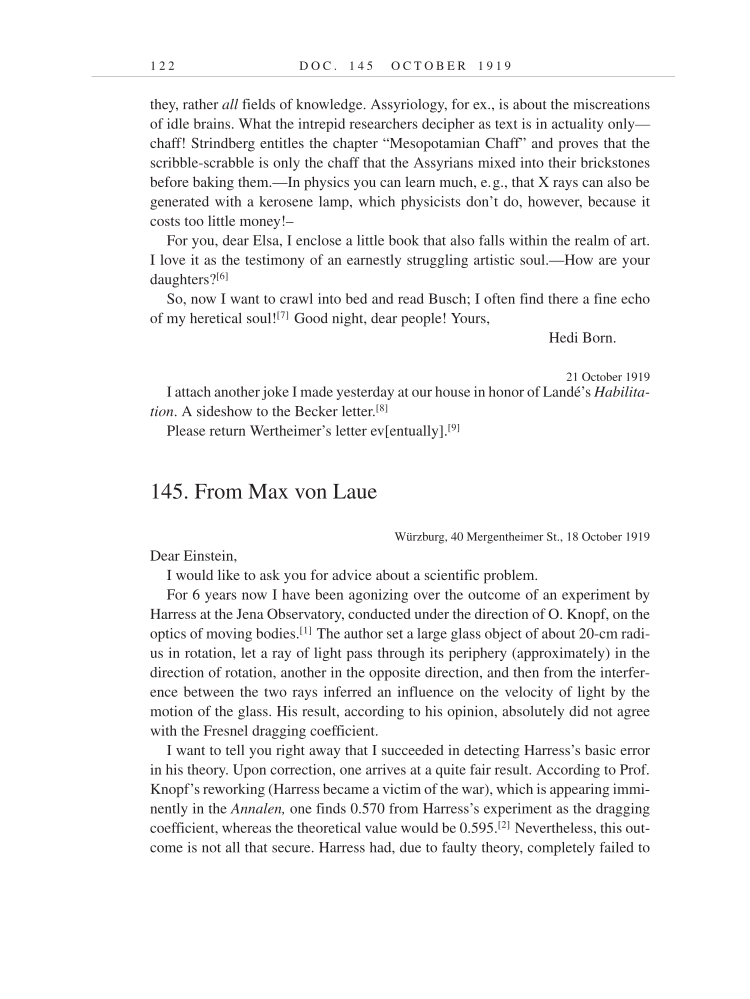 Volume 9: The Berlin Years: Correspondence, January 1919-April 1920 (English translation supplement) page 122