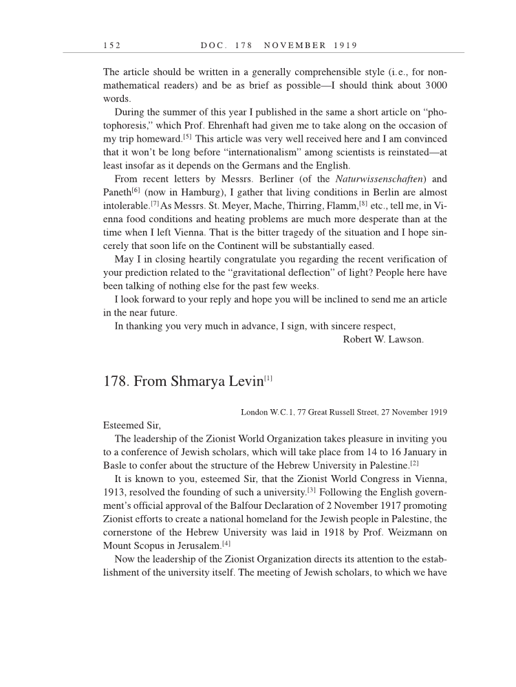 Volume 9: The Berlin Years: Correspondence, January 1919-April 1920 (English translation supplement) page 152
