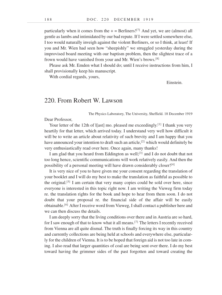 Volume 9: The Berlin Years: Correspondence, January 1919-April 1920 (English translation supplement) page 188