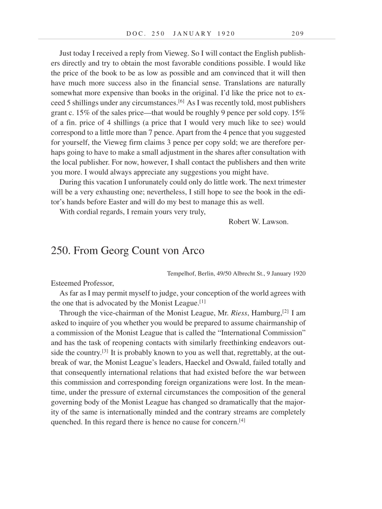 Volume 9: The Berlin Years: Correspondence, January 1919-April 1920 (English translation supplement) page 209