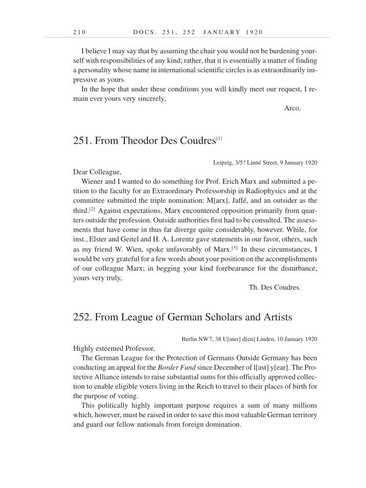 Volume 9: The Berlin Years: Correspondence, January 1919-April 1920 (English translation supplement) page 210
