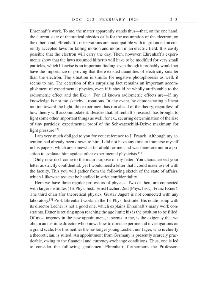 Volume 9: The Berlin Years: Correspondence, January 1919-April 1920 (English translation supplement) page 243