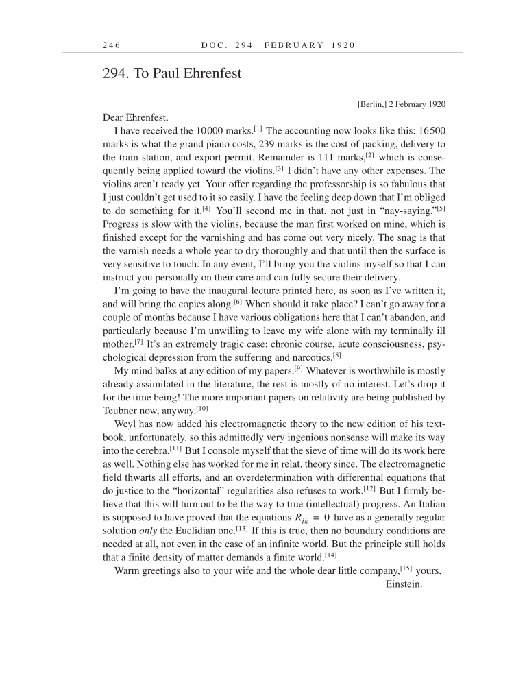 Volume 9: The Berlin Years: Correspondence, January 1919-April 1920 (English translation supplement) page 246