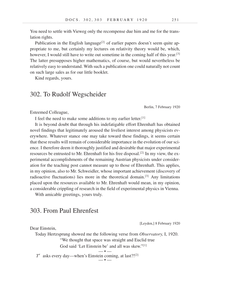 Volume 9: The Berlin Years: Correspondence, January 1919-April 1920 (English translation supplement) page 251
