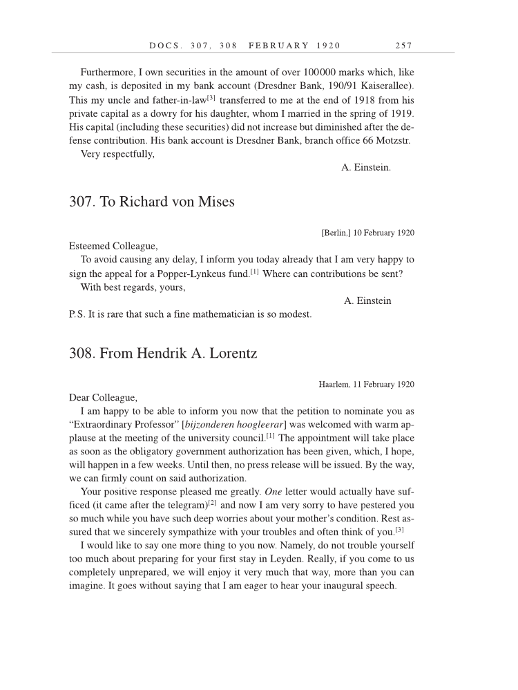 Volume 9: The Berlin Years: Correspondence, January 1919-April 1920 (English translation supplement) page 257