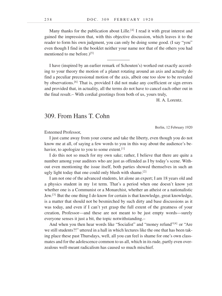 Volume 9: The Berlin Years: Correspondence, January 1919-April 1920 (English translation supplement) page 258