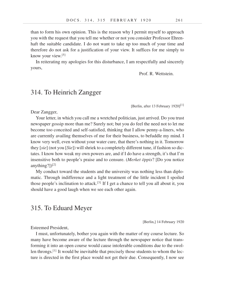 Volume 9: The Berlin Years: Correspondence, January 1919-April 1920 (English translation supplement) page 261
