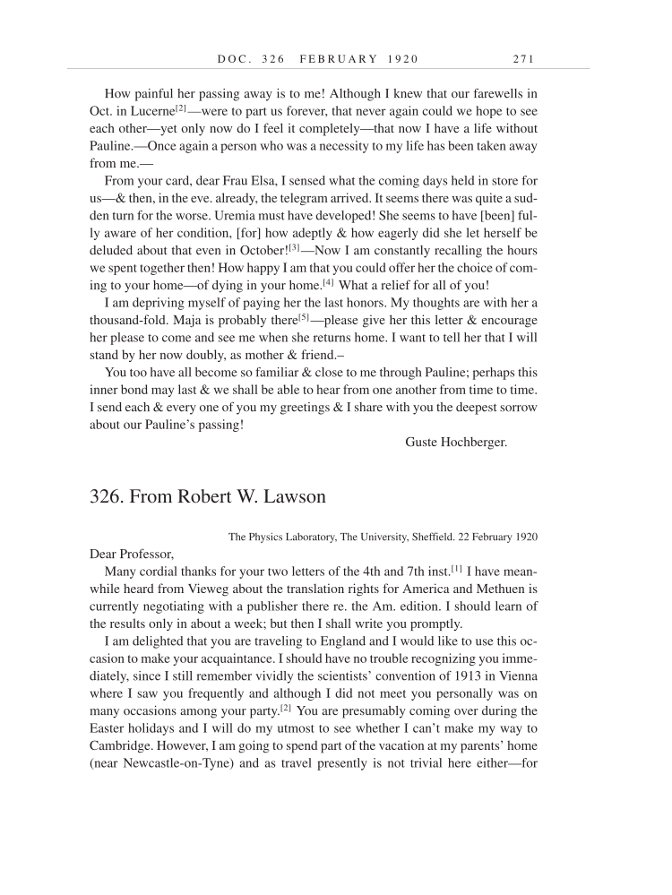 Volume 9: The Berlin Years: Correspondence, January 1919-April 1920 (English translation supplement) page 271