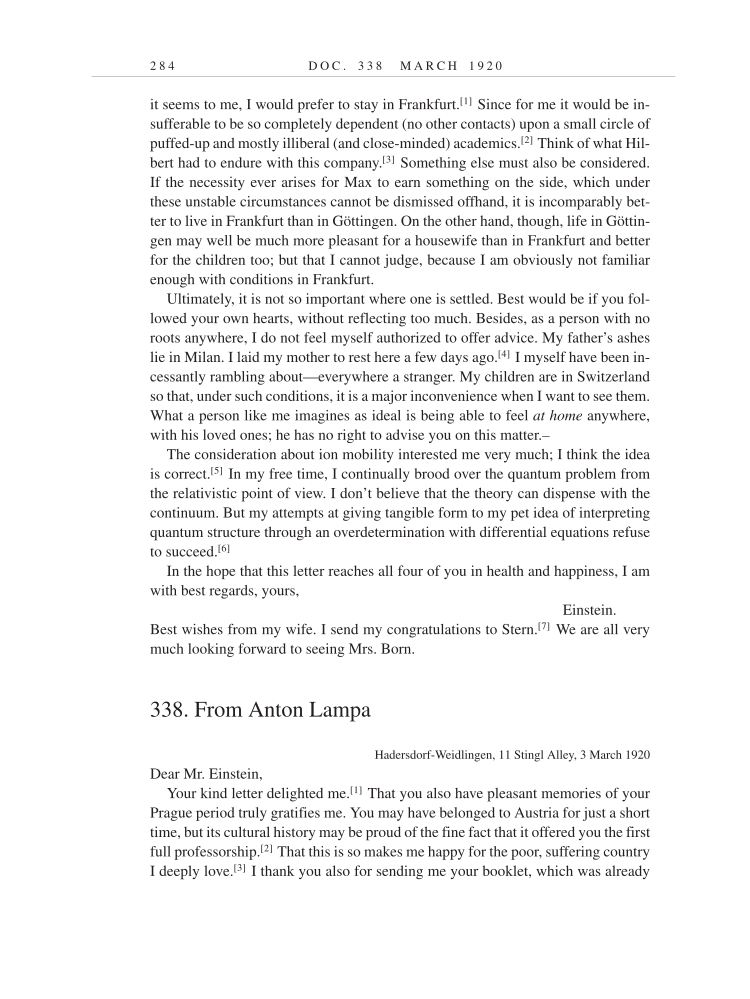 Volume 9: The Berlin Years: Correspondence, January 1919-April 1920 (English translation supplement) page 284