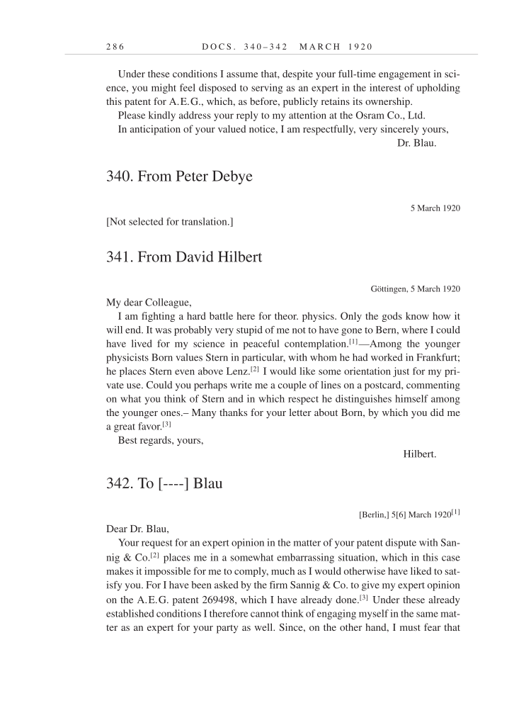 Volume 9: The Berlin Years: Correspondence, January 1919-April 1920 (English translation supplement) page 286
