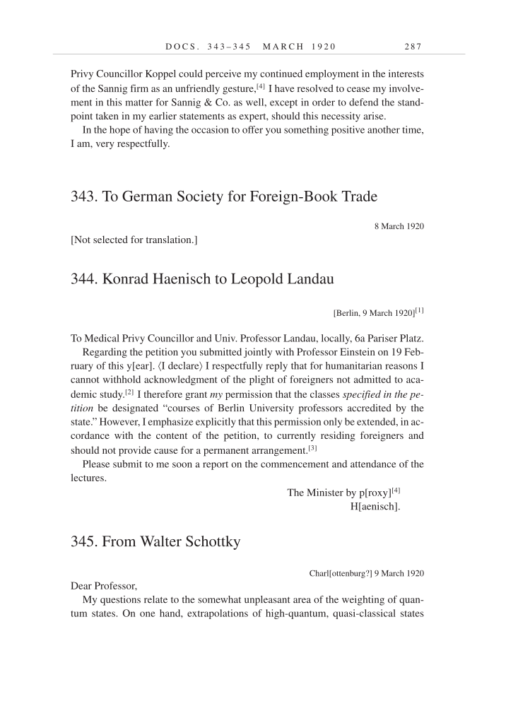 Volume 9: The Berlin Years: Correspondence, January 1919-April 1920 (English translation supplement) page 287
