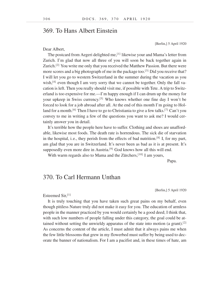 Volume 9: The Berlin Years: Correspondence, January 1919-April 1920 (English translation supplement) page 306