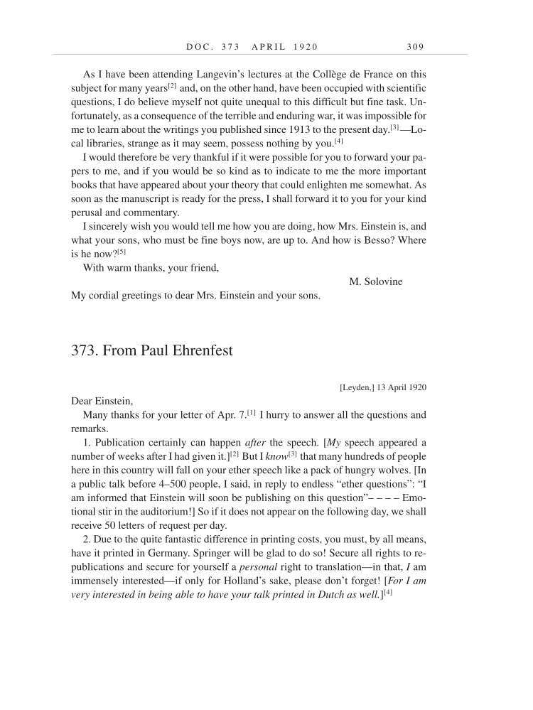 Volume 9: The Berlin Years: Correspondence, January 1919-April 1920 (English translation supplement) page 309