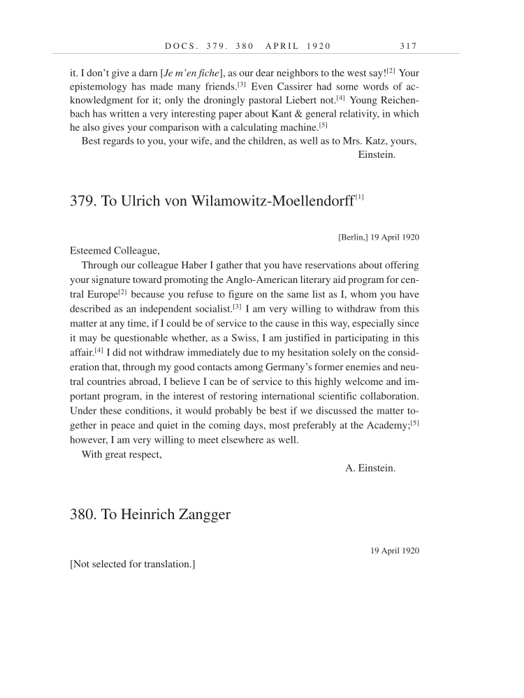Volume 9: The Berlin Years: Correspondence, January 1919-April 1920 (English translation supplement) page 317