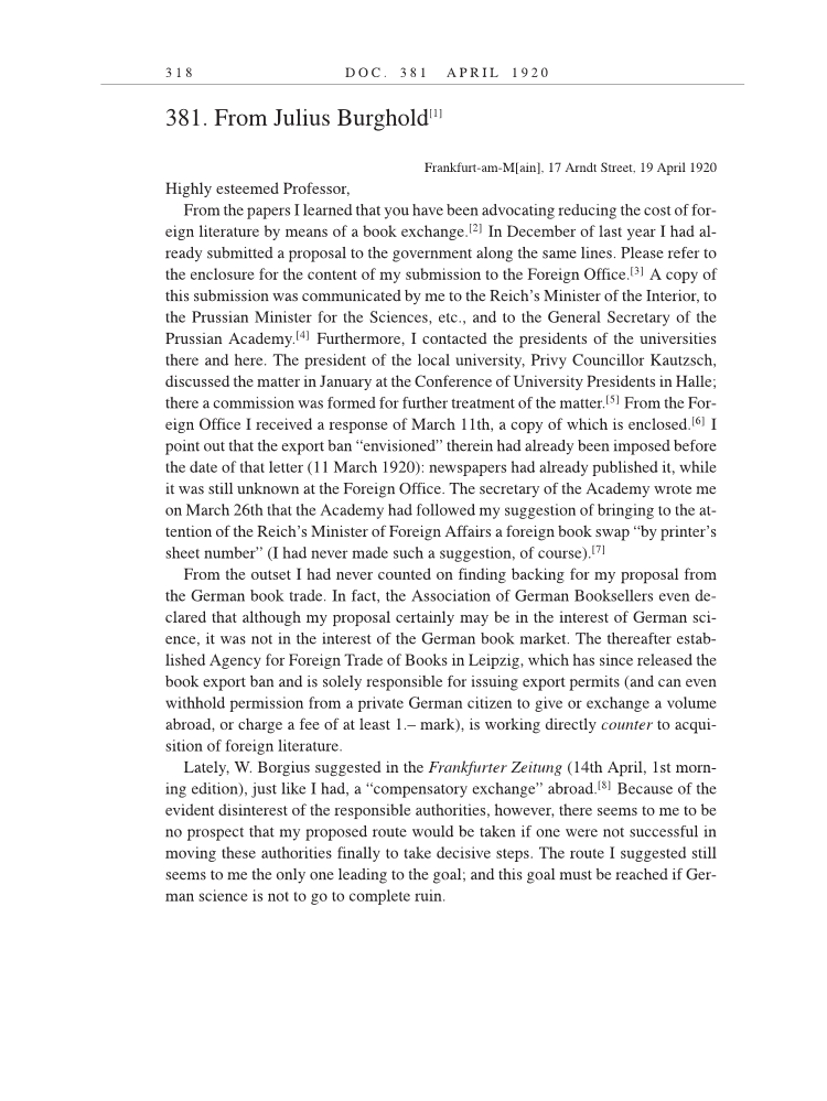 Volume 9: The Berlin Years: Correspondence, January 1919-April 1920 (English translation supplement) page 318