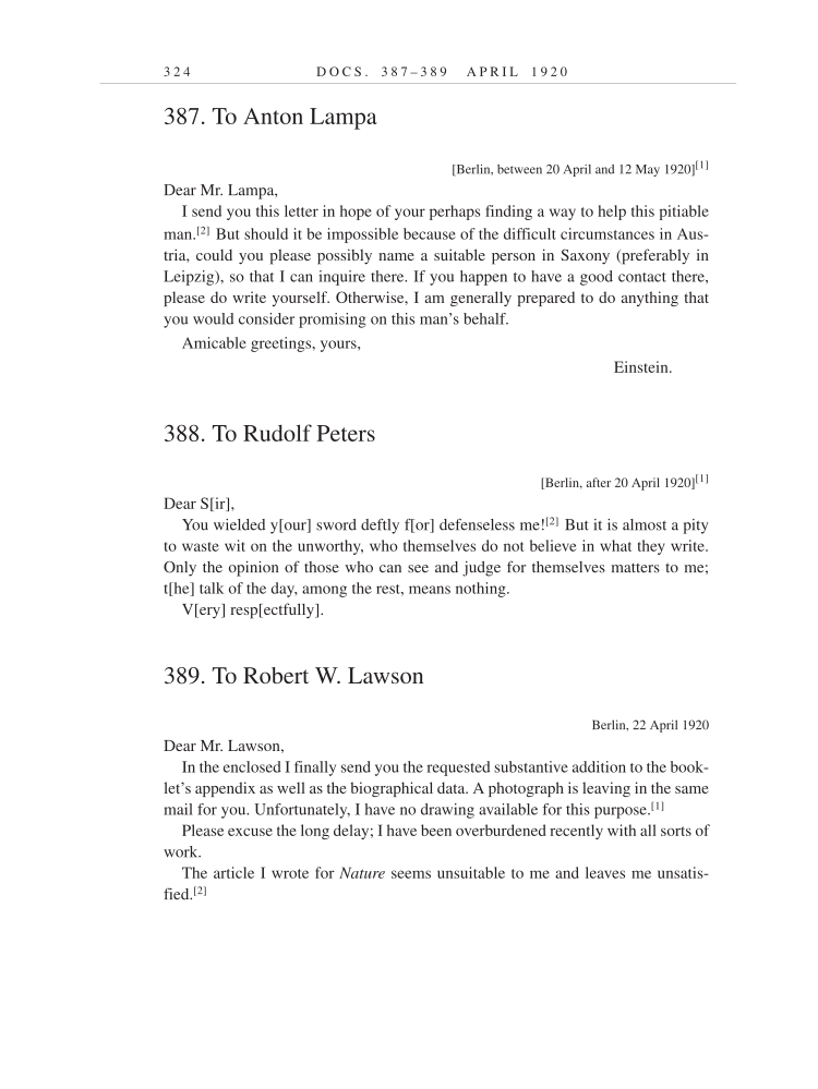 Volume 9: The Berlin Years: Correspondence, January 1919-April 1920 (English translation supplement) page 324
