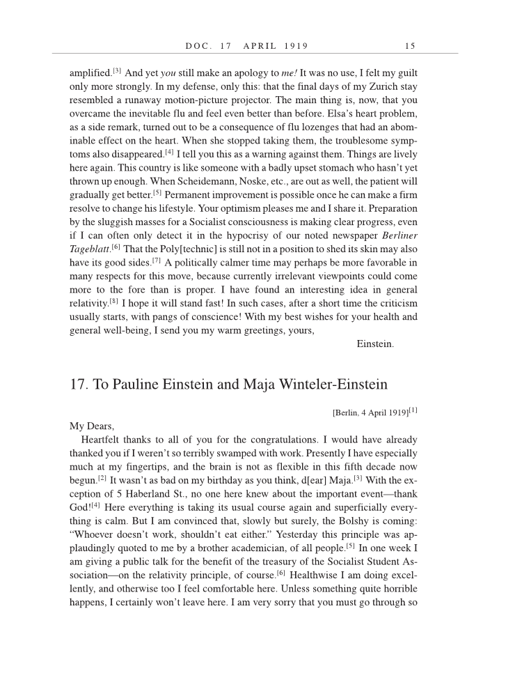 Volume 9: The Berlin Years: Correspondence, January 1919-April 1920 (English translation supplement) page 15