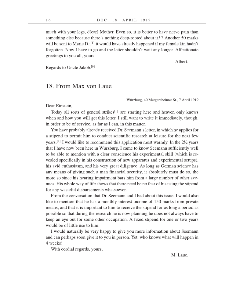 Volume 9: The Berlin Years: Correspondence, January 1919-April 1920 (English translation supplement) page 16