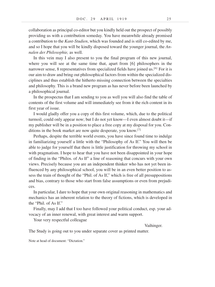 Volume 9: The Berlin Years: Correspondence, January 1919-April 1920 (English translation supplement) page 25