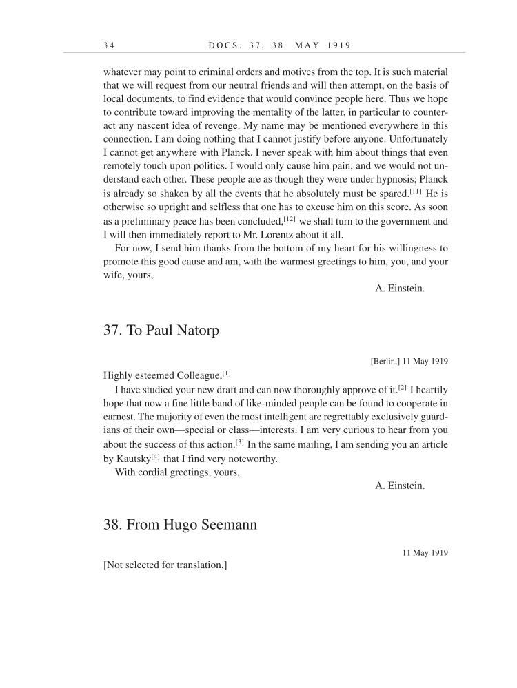 Volume 9: The Berlin Years: Correspondence, January 1919-April 1920 (English translation supplement) page 34