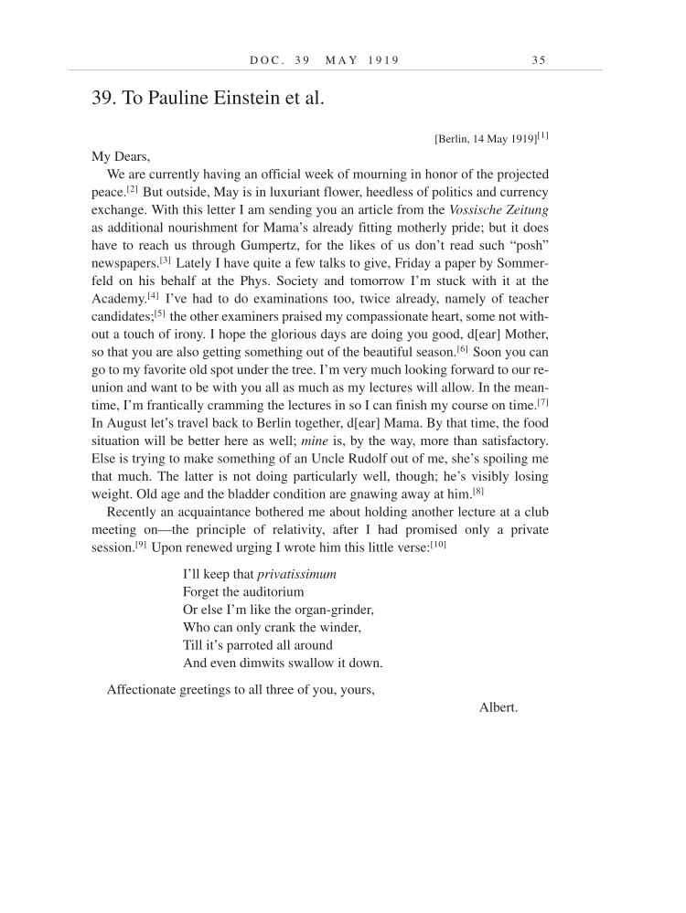 Volume 9: The Berlin Years: Correspondence, January 1919-April 1920 (English translation supplement) page 35