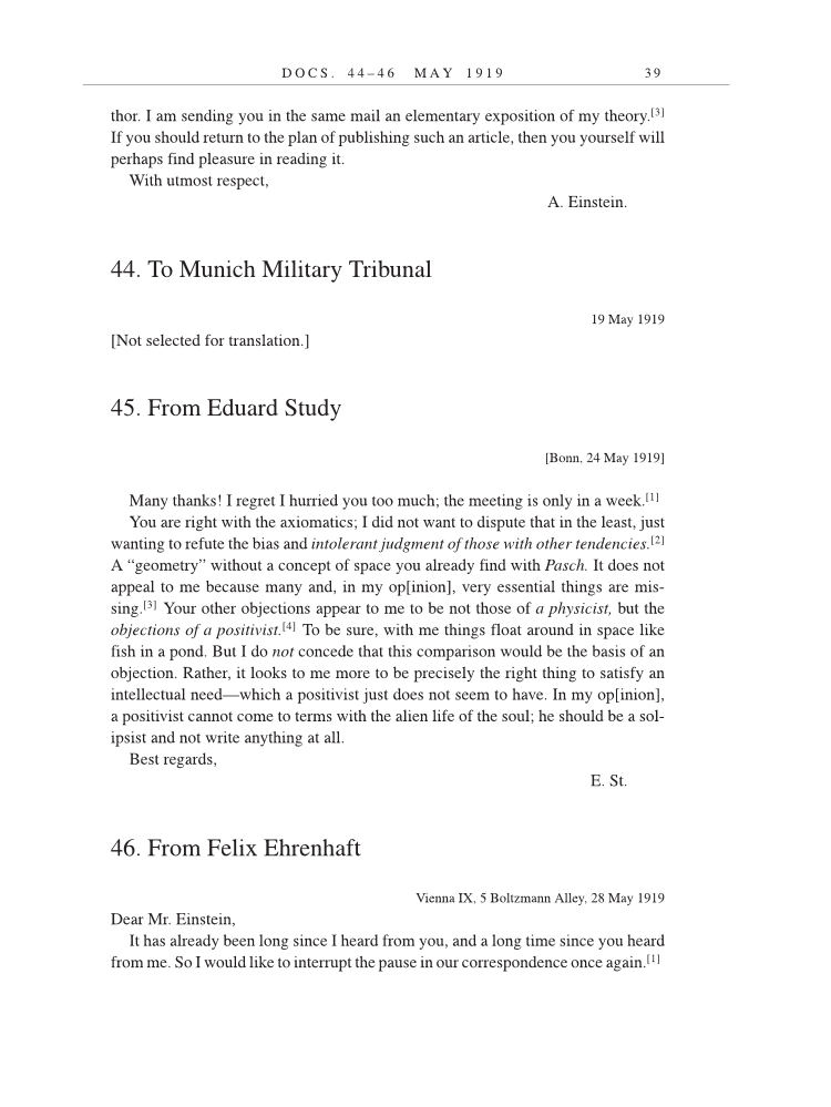 Volume 9: The Berlin Years: Correspondence, January 1919-April 1920 (English translation supplement) page 39