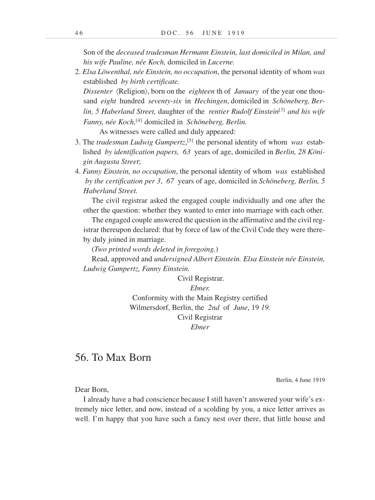 Volume 9: The Berlin Years: Correspondence, January 1919-April 1920 (English translation supplement) page 46