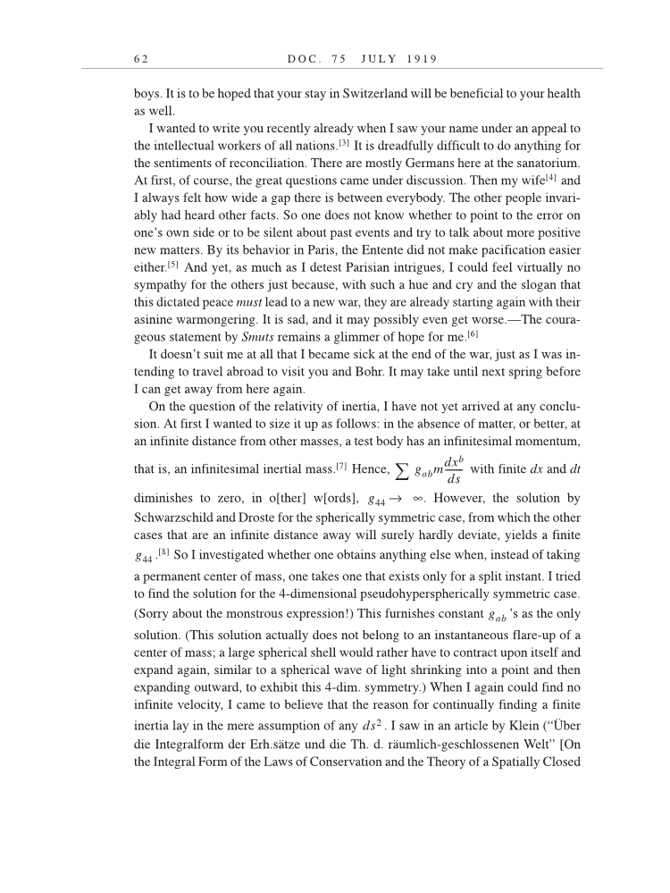 Volume 9: The Berlin Years: Correspondence, January 1919-April 1920 (English translation supplement) page 62