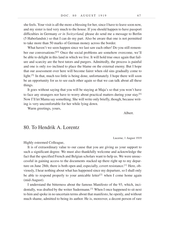 Volume 9: The Berlin Years: Correspondence, January 1919-April 1920 (English translation supplement) page 67