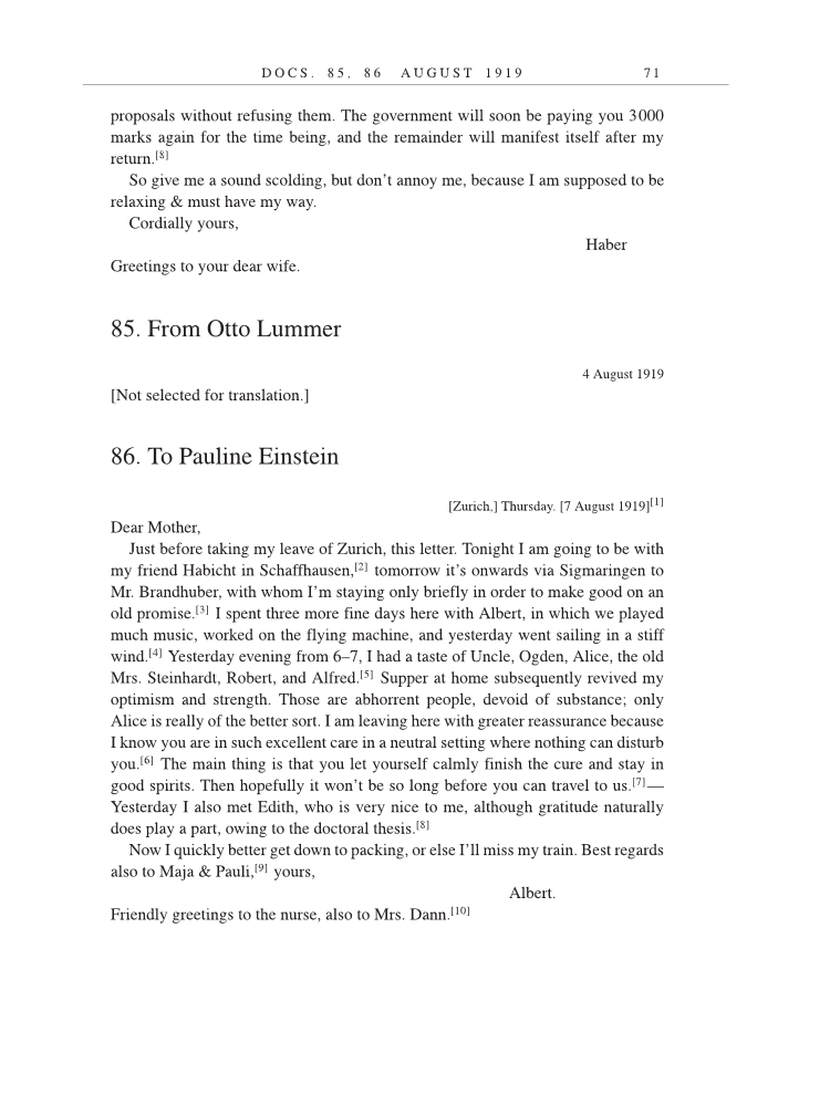 Volume 9: The Berlin Years: Correspondence, January 1919-April 1920 (English translation supplement) page 71