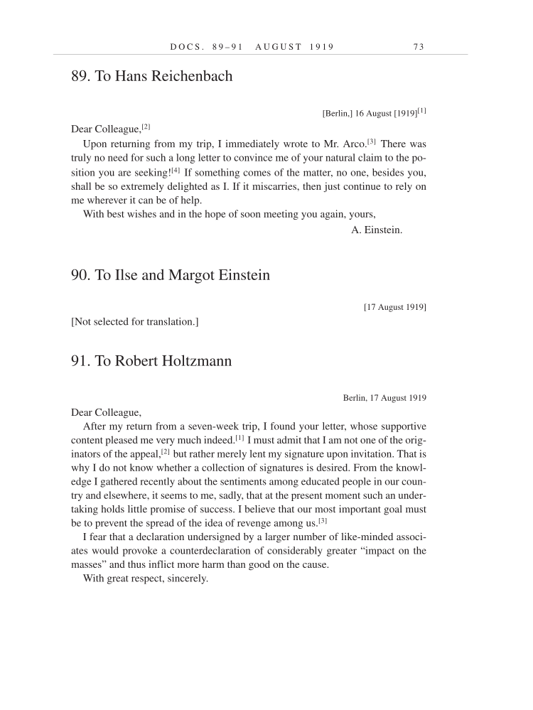 Volume 9: The Berlin Years: Correspondence, January 1919-April 1920 (English translation supplement) page 73