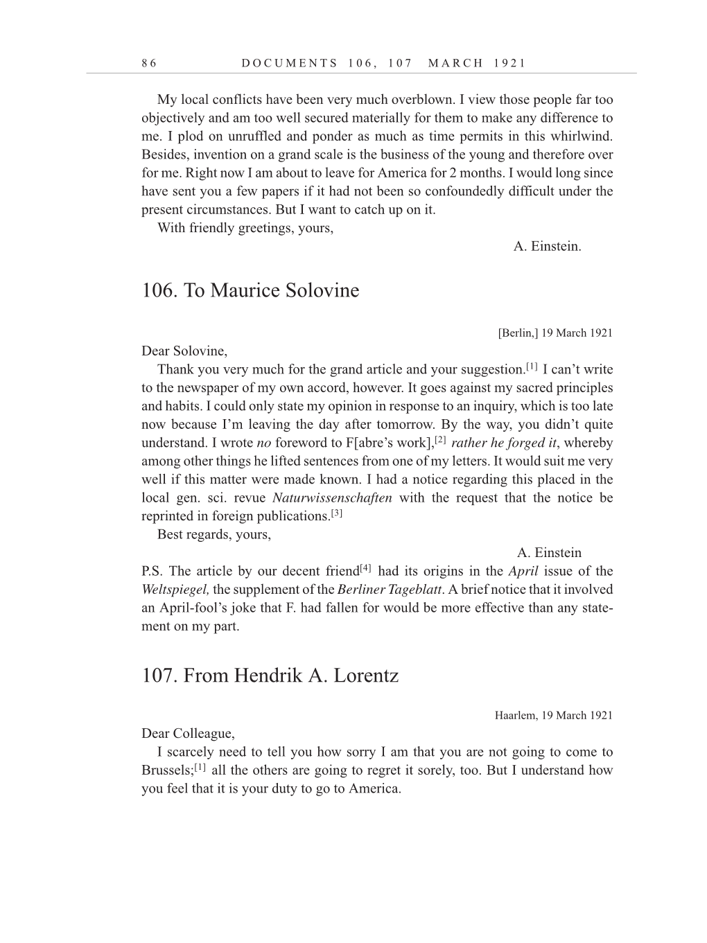 Volume 12: The Berlin Years: Correspondence, January-December 1921 (English translation supplement) page 86