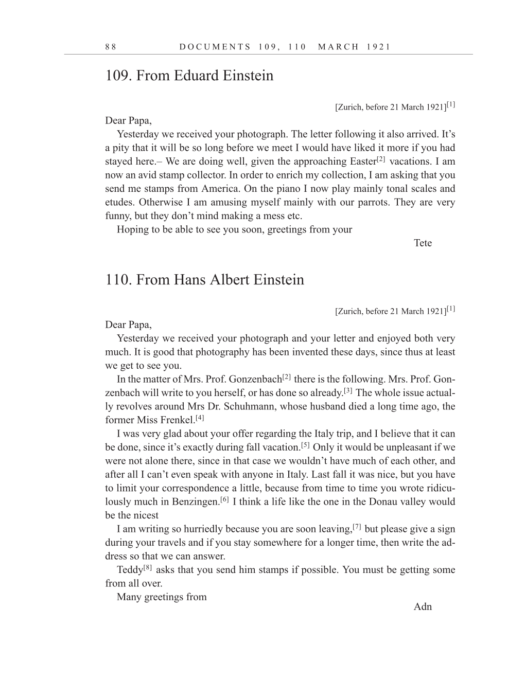 Volume 12: The Berlin Years: Correspondence, January-December 1921 (English translation supplement) page 88