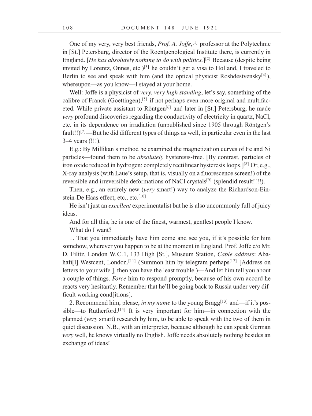 Volume 12: The Berlin Years: Correspondence, January-December 1921 (English translation supplement) page 108