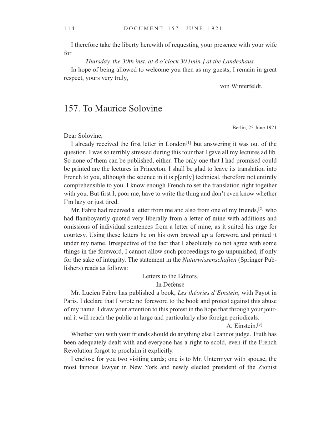 Volume 12: The Berlin Years: Correspondence, January-December 1921 (English translation supplement) page 114