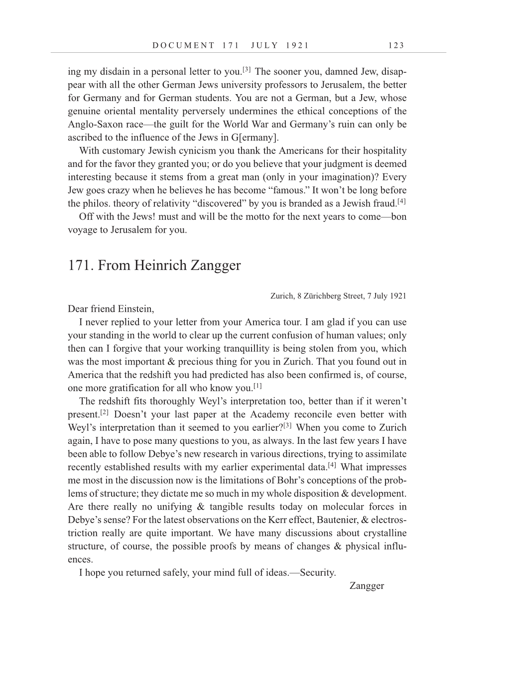 Volume 12: The Berlin Years: Correspondence, January-December 1921 (English translation supplement) page 123