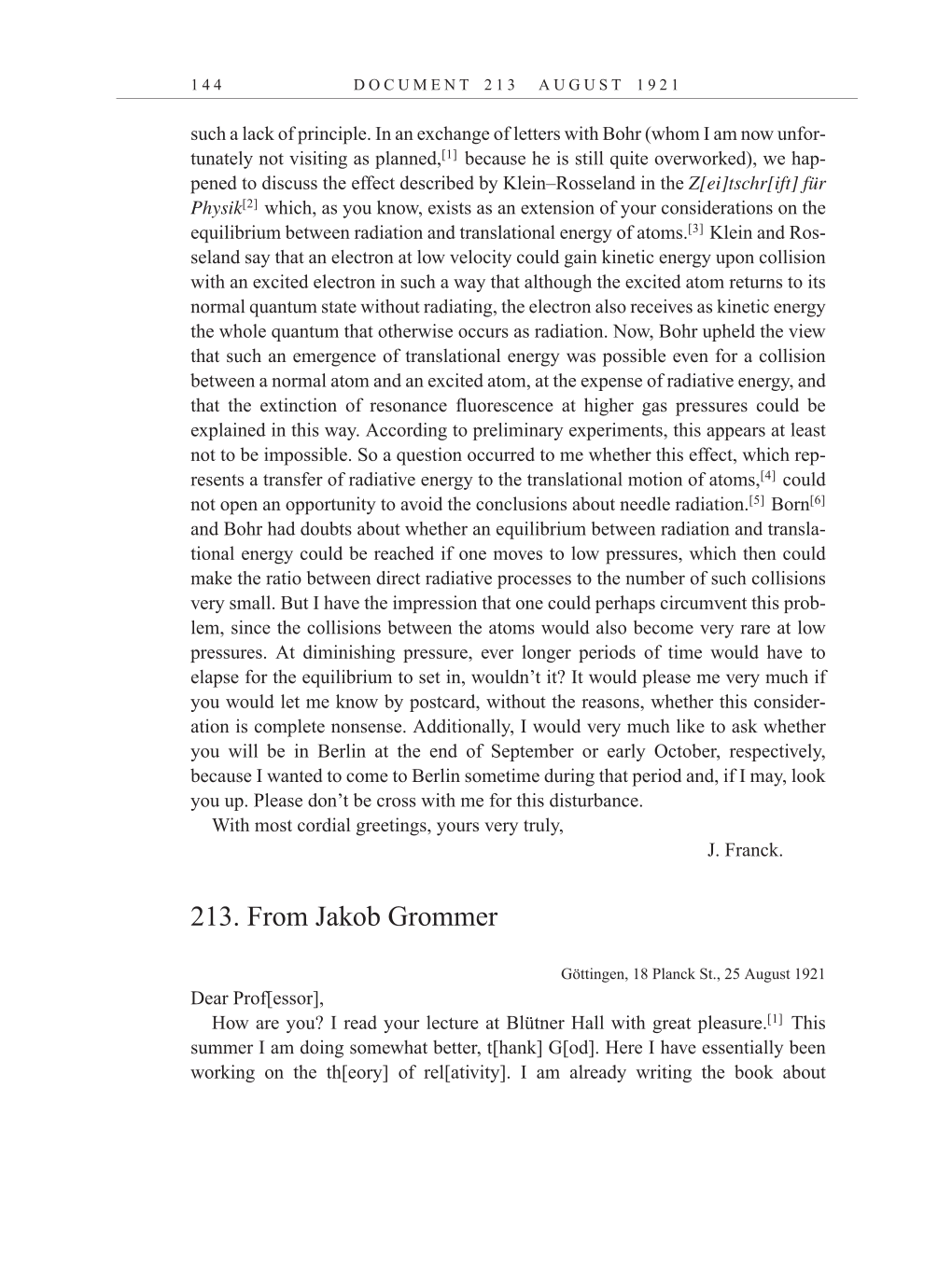 Volume 12: The Berlin Years: Correspondence, January-December 1921 (English translation supplement) page 144