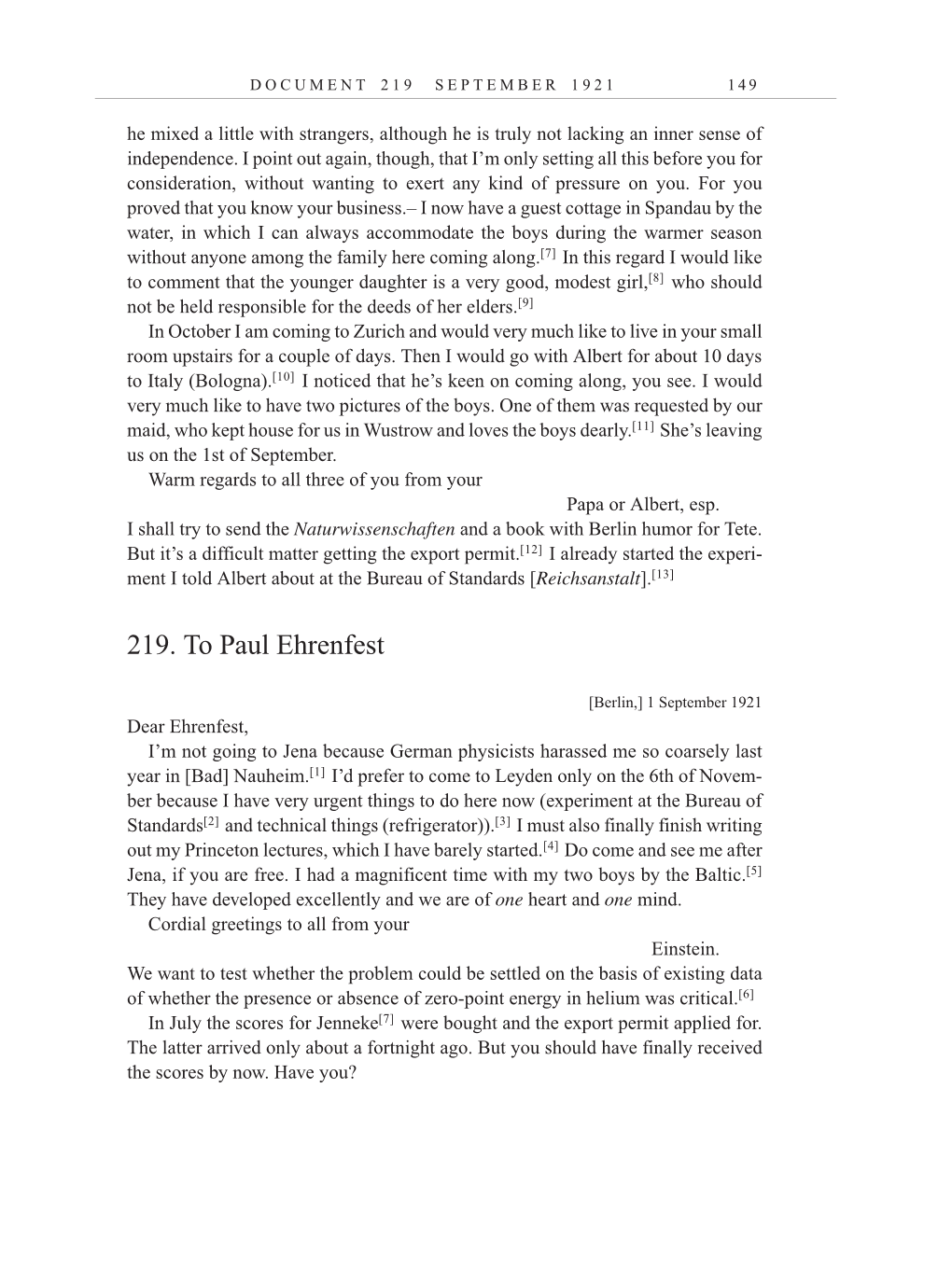 Volume 12: The Berlin Years: Correspondence, January-December 1921 (English translation supplement) page 149