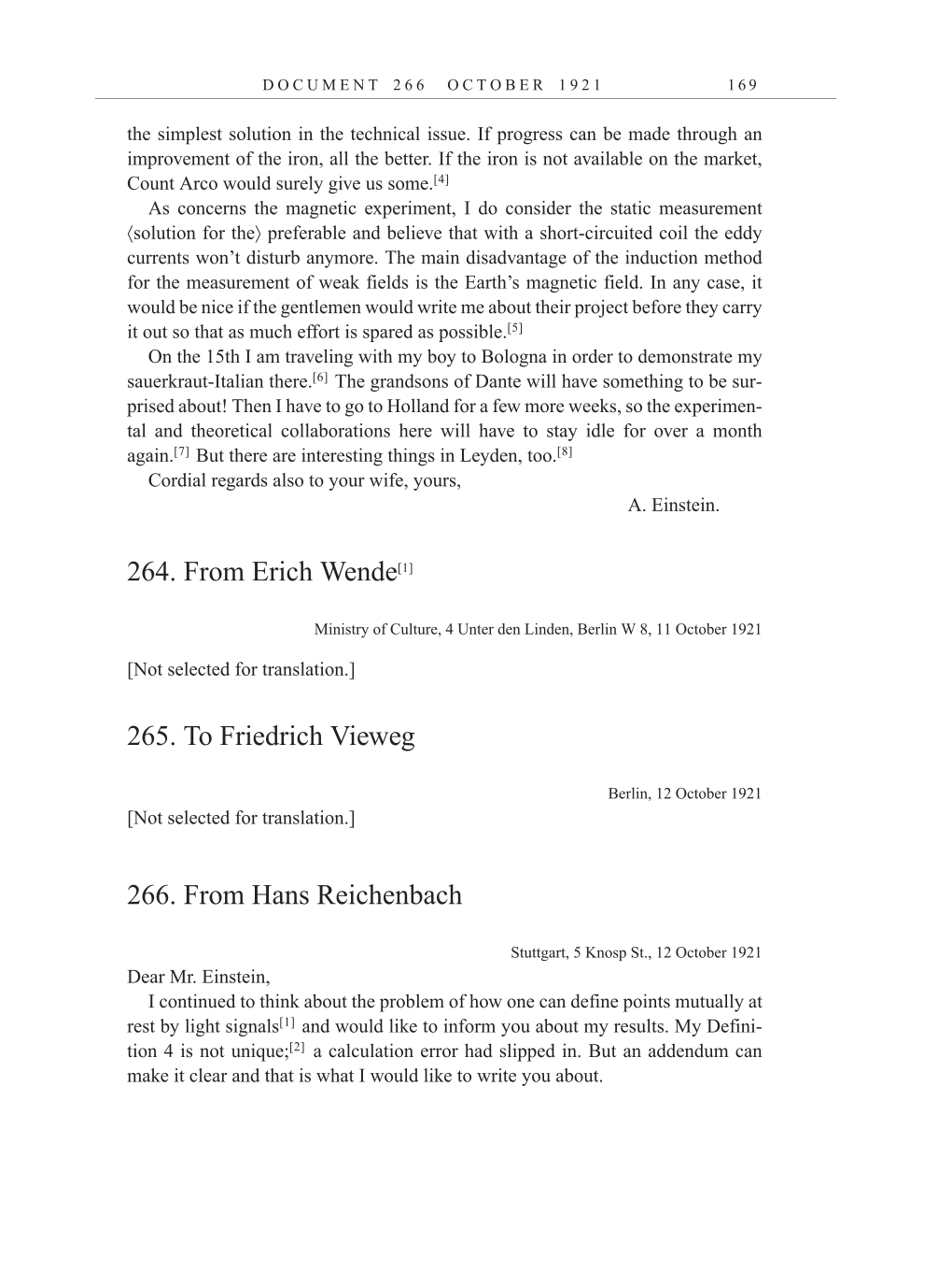 Volume 12: The Berlin Years: Correspondence, January-December 1921 (English translation supplement) page 169