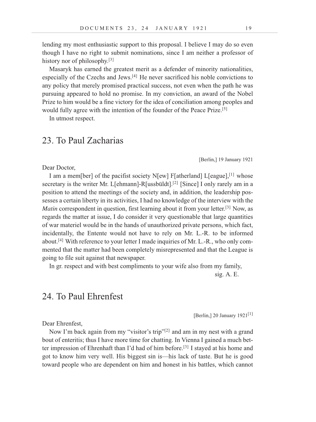 Volume 12: The Berlin Years: Correspondence, January-December 1921 (English translation supplement) page 19