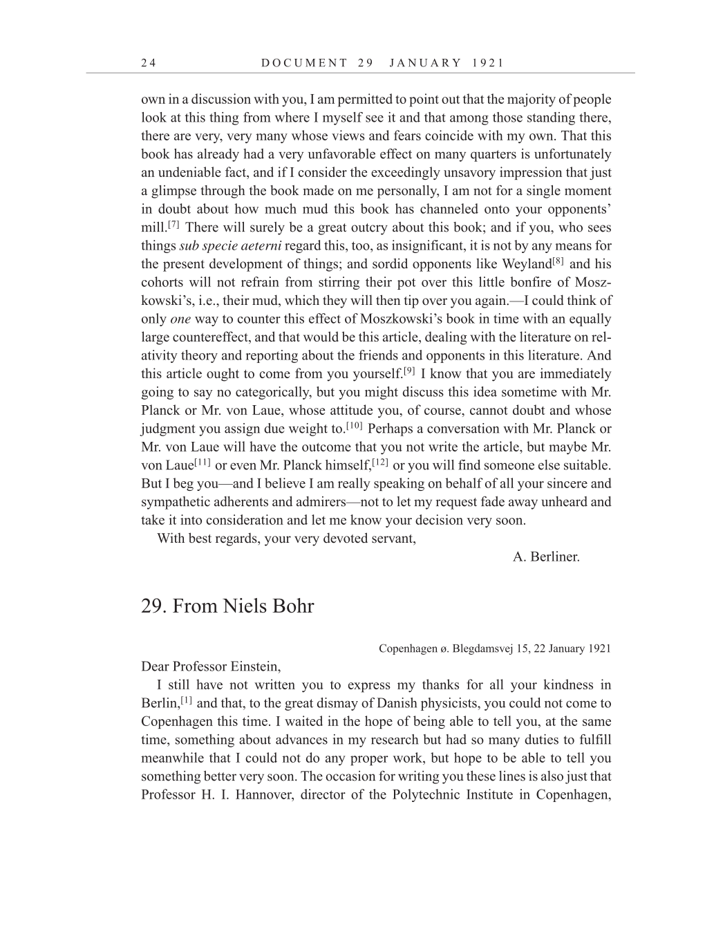 Volume 12: The Berlin Years: Correspondence, January-December 1921 (English translation supplement) page 24