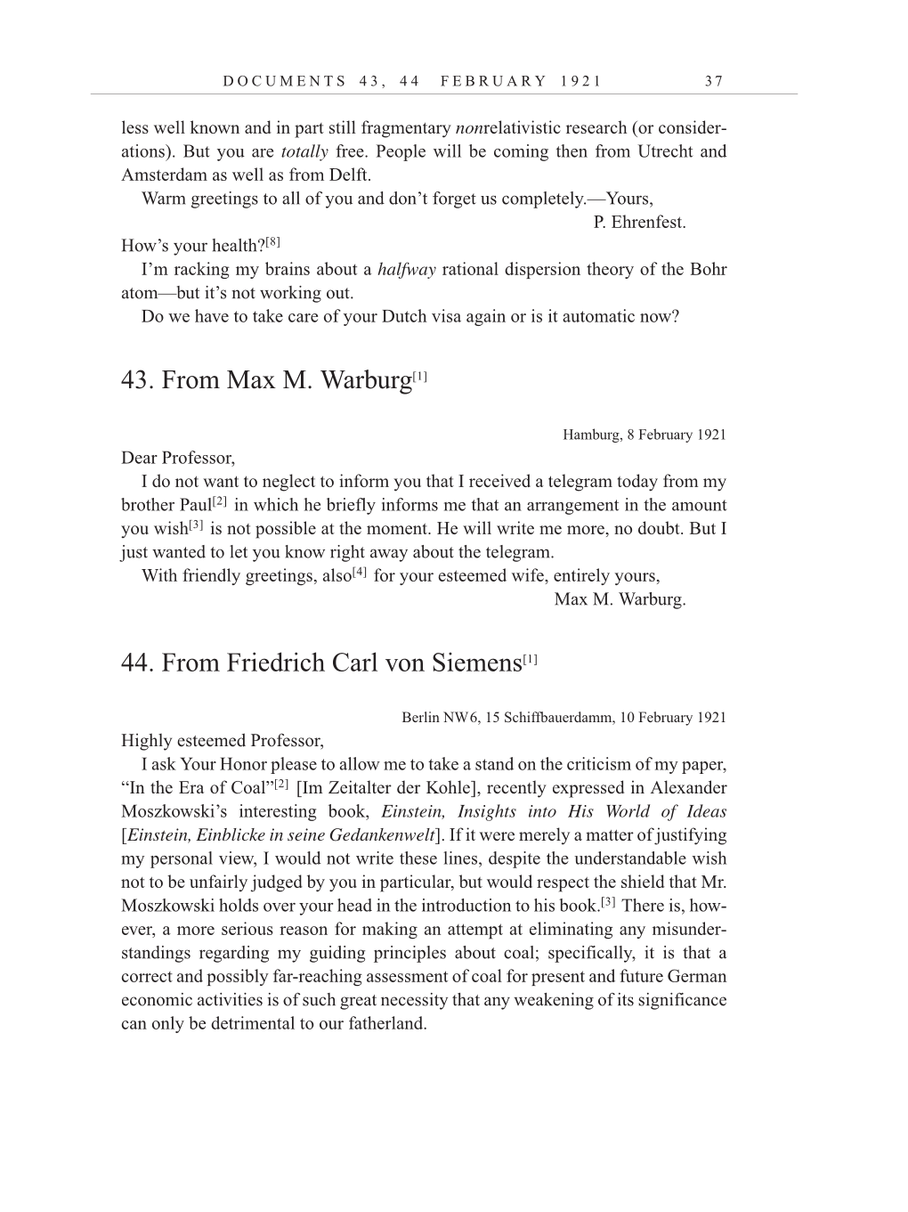 Volume 12: The Berlin Years: Correspondence, January-December 1921 (English translation supplement) page 37