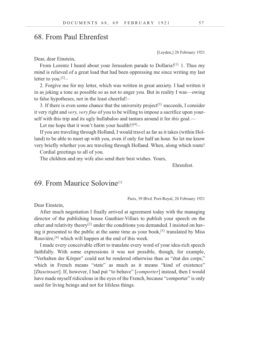 Volume 12: The Berlin Years: Correspondence, January-December 1921 (English translation supplement) page 57