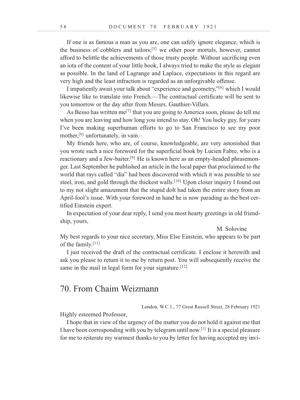 Volume 12: The Berlin Years: Correspondence, January-December 1921 (English translation supplement) page 58