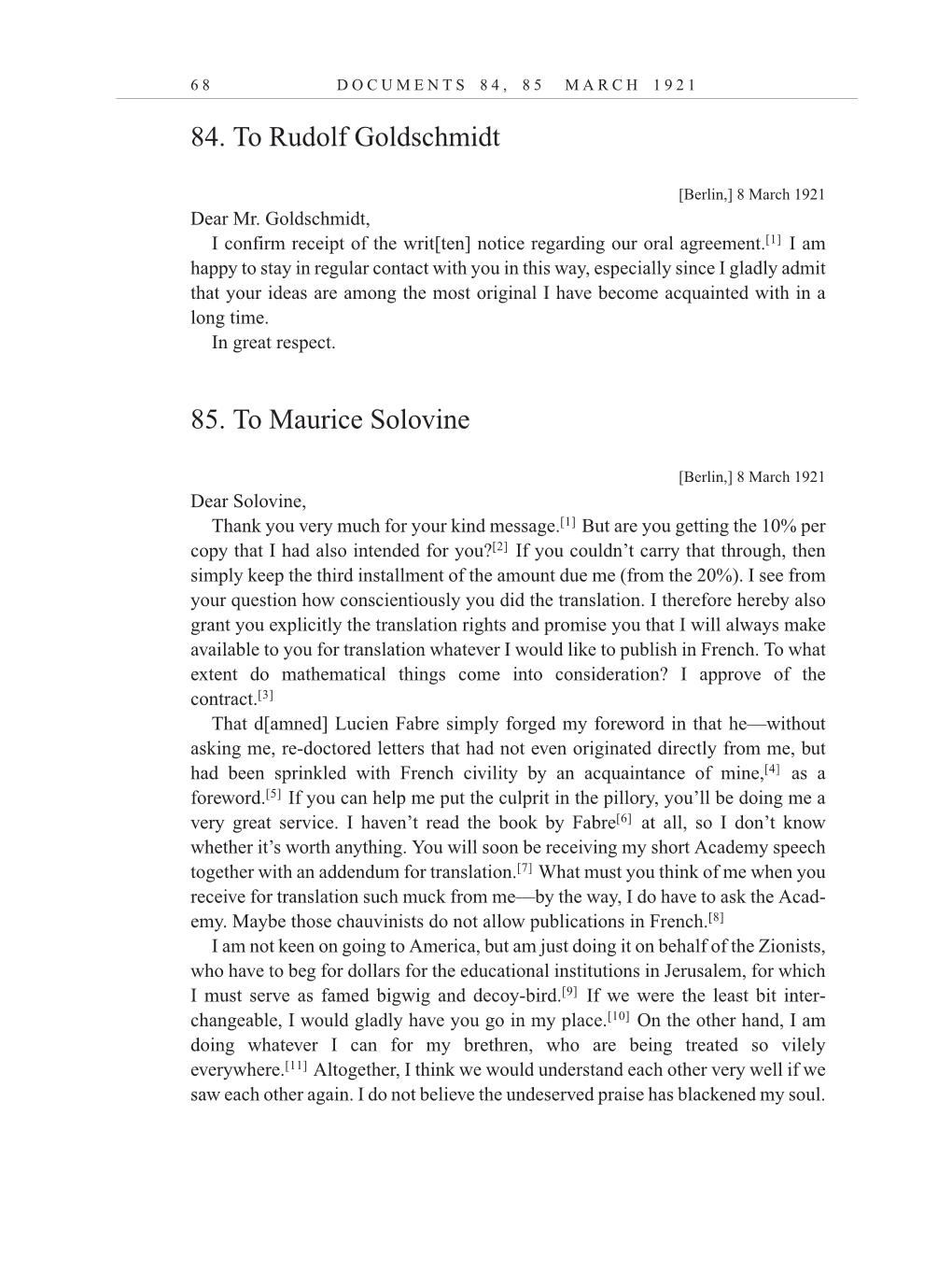 Volume 12: The Berlin Years: Correspondence, January-December 1921 (English translation supplement) page 68