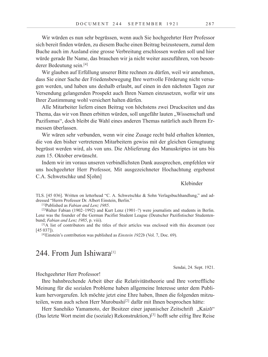 Volume 12: The Berlin Years: Correspondence January-December 1921 page 287