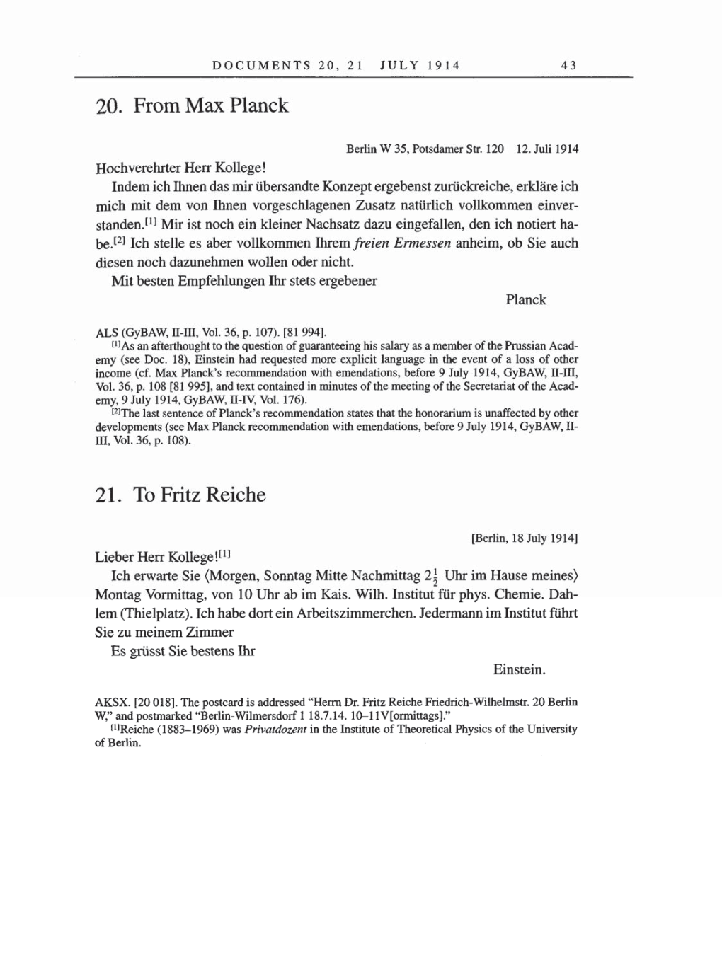 Volume 8, Part A: The Berlin Years: Correspondence 1914-1917 page 43